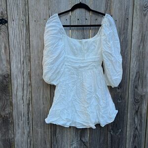 COUSIN COUTURE White Balloon Sleeve Dress Women’s Small NWT NEW